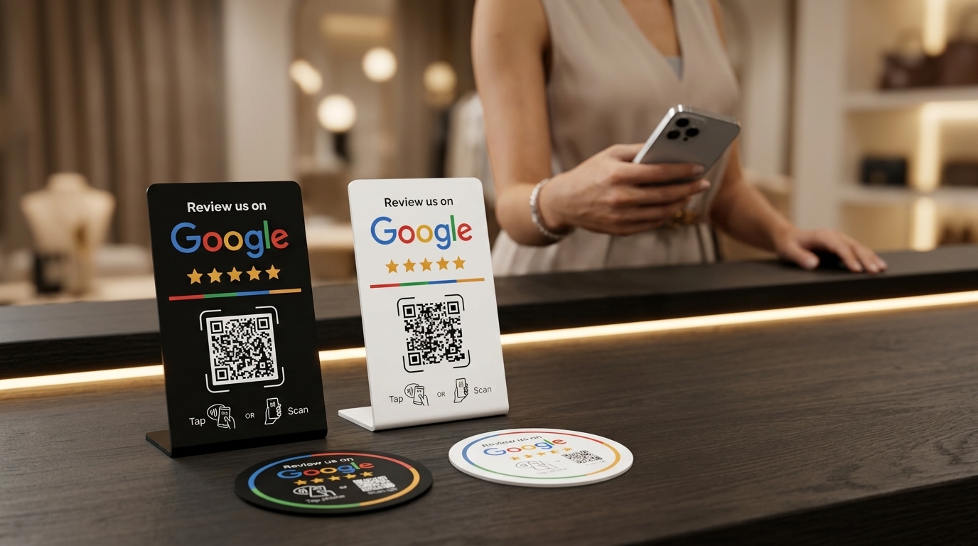Plaques & Stickers Google Avis sans contact : comment multiplier vos avis 5 étoiles en Suisse